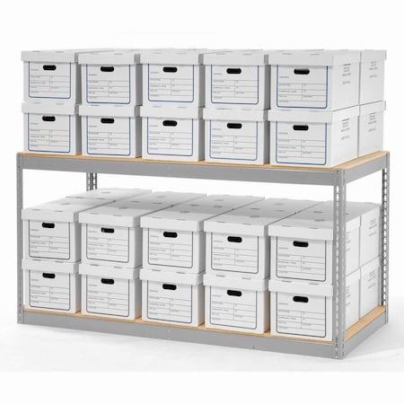 Global Industrial Record Storage With Boxes 72W x 30D x 36H, Gray B2297943
